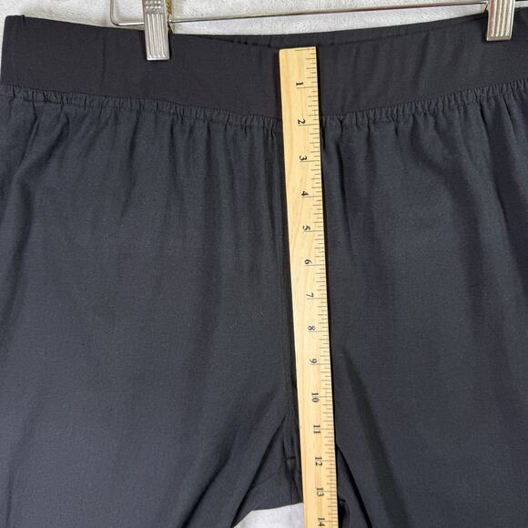 April Cornell Black Wide Leg Pants Women's Medium Embroidered Floral Boho Cotton - Picture 9 of 16